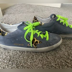 Golden Goose Womens Sneakers Gray Cheetah Print